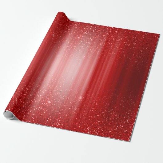 Red Sparkle Glitter Kerstmis Cadeaupapier (Uitgerold)