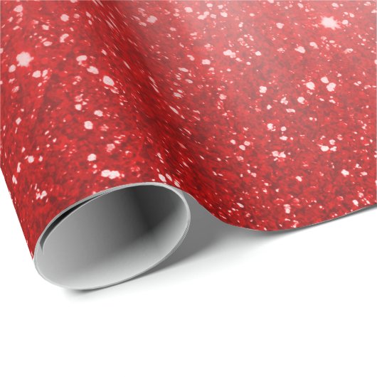 Red Sparkle Glitter Kerstmis Cadeaupapier (Rol Hoek)