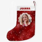 Red Sparkle Glitter Kleine Kerstsok (Achterkant)