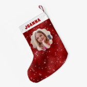 Red Sparkle Glitter Kleine Kerstsok (Achterkant (Hangend))