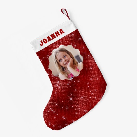 Red Sparkle Glitter Kleine Kerstsok (Achterkant (Hangend))