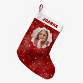 Red Sparkle Glitter Kleine Kerstsok (Voorkant (Hangend))