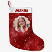 Red Sparkle Glitter Kleine Kerstsok (Voorkant)