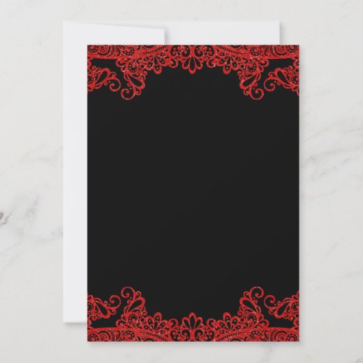 Red Sparkle Glitter Lace Black Quinceañera Kaart (Achterkant)