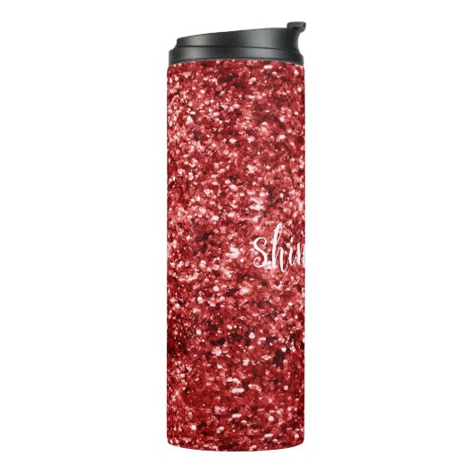 Red Sparkle Glitter Thermosbeker (Gedraaid links)