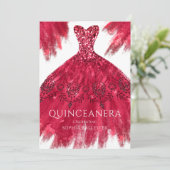 Red Sparkle Gown Elegant Quinceanera Dress Party Kaart (Staand voorkant)