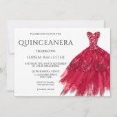 Red Sparkle Gown Elegant Quinceanera Dress Party Kaart (Achterkant)