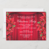 Red Sparkle Holly Floral kerstparty Invite Kaart (Voorkant)