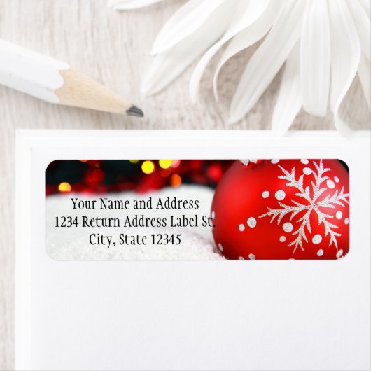 Red Sparkle-kerstsiersneeuw Etiket (Insitu)