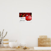 Red Sparkle-kerstsiersneeuw Poster (Keuken)