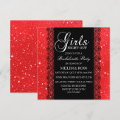 Red Sparkle/Lace Bachelorette Party Uitnodiging (Voorkant / Achterkant)