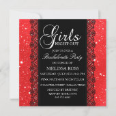 Red Sparkle/Lace Bachelorette Party Uitnodiging (Voorkant)