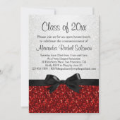 Red Sparkle-look Bow Afstuderen Invitation Kaart (Voorkant)