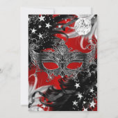 Red Sparkle Magical Night Masquerade Party Invite Kaart (Achterkant)