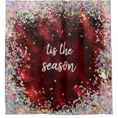 Red Sparkle Merry Christmas Season Douchegordijn (Voorkant)