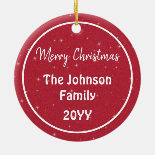 Red Sparkle Merry-kerstballon Keramisch Ornament (Achterkant)