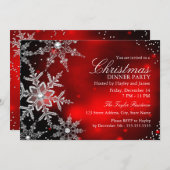 Red Sparkle Snowflake kerstfeest Kaart (Voorkant / Achterkant)