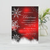 Red Sparkle Snowflake kerstfeestdag Kaart (Staand voorkant)