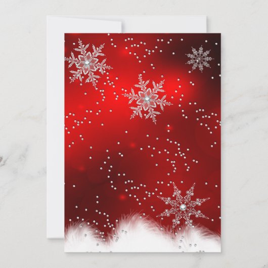 Red Sparkle Snowflake kerstfeestdag Kaart (Achterkant)