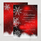 Red Sparkle Snowflake kerstfeestdag Kaart (Voorkant / Achterkant)