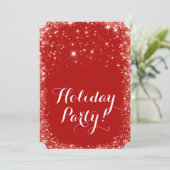 Red Sparkle Sparkly Glitter Holiday Party Kaart (Staand voorkant)