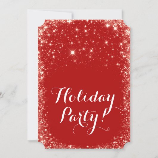 Red Sparkle Sparkly Glitter Holiday Party Kaart (Voorkant)