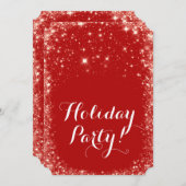 Red Sparkle Sparkly Glitter Holiday Party Kaart (Voorkant / Achterkant)