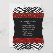 Red Sparkle Zebra Meisje Verjaardag Kaart (Achterkant)