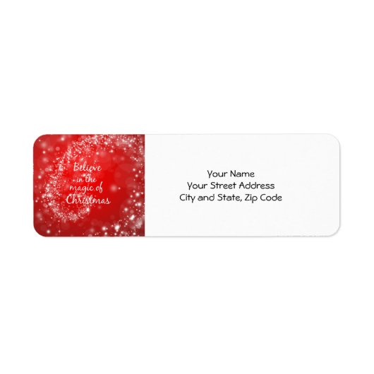 Red Sparkles met kerst Magic Quote Etiket (Voorkant)