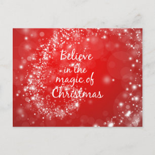 Red Sparkles met kerst Magic Quote Feestdagenkaart