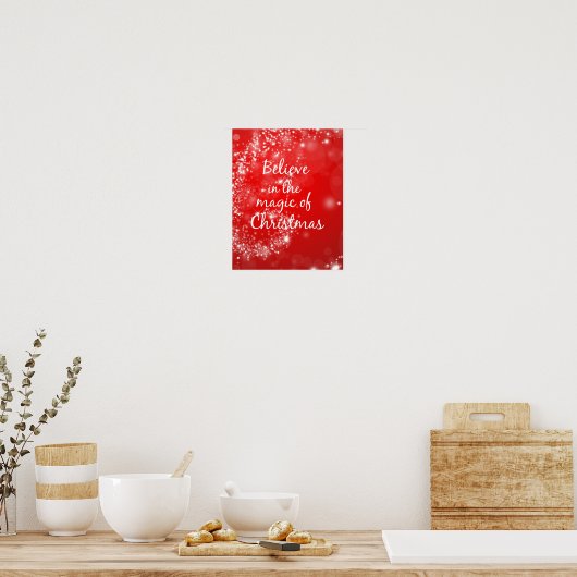 Red Sparkles met kerst Magic Quote Poster (Keuken)