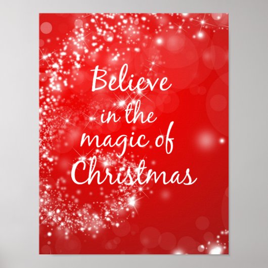 Red Sparkles met kerst Magic Quote Poster (Voorkant)