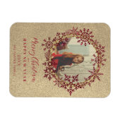 Red Sparkles Sneeuwvlokken Kerstmis Familie Foto Magneet (Horizontaal)