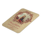 Red Sparkles Sneeuwvlokken Kerstmis Familie Foto Magneet (Linkerzijde)