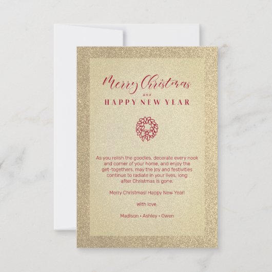 Red Sparkles Snowflakes Christmas Family Photo (Achterkant)