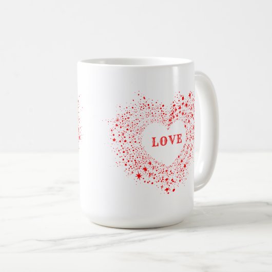 Red Sparkles Valentijn Heart Text Love Koffiemok (Voorkant rechts)