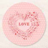 Red Sparkles Valentijn Heart Text Love Ronde Kartonnen Onderzetter (Voorkant)