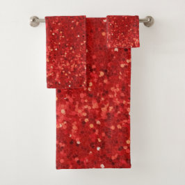 Red sparkling glitter pattern bad handdoek