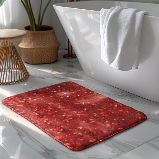 Red sparkling glitter pattern badmat