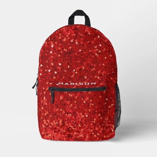 Red sparkling glitter pattern bedrukte rugzak (Voorkant)