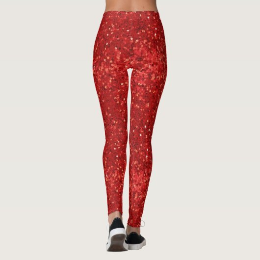 Red sparkling glitter pattern leggings (Achterkant)