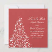 Red Sparkly Holiday Boom sparen de Datum uitnodige Kaart (Voorkant)