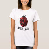 Red sparkly Ladybug BOSS LADY Personalize T-shirt (Voorkant)