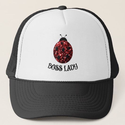 Red sparkly Ladybug BOSS LADY Personalize Trucker Pet (Voorkant)