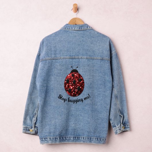 Red sparkly Ladybug Stop met mij aan te sporen me Denim Jacket (Hangar)