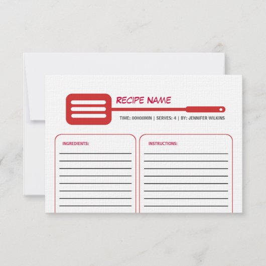 Red Spatula Recipe Card Kaart (Voorkant)