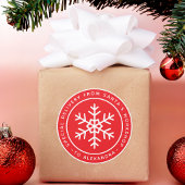 Red Special Delivery from Santa to Name Snowflake Ronde Sticker