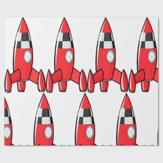 Red Speelgoed Rocket Cadeaupapier (Vlak)