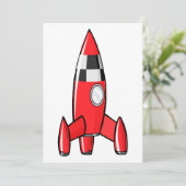 Red Speelgoed Rocket Invitation Kaart (Staand voorkant)
