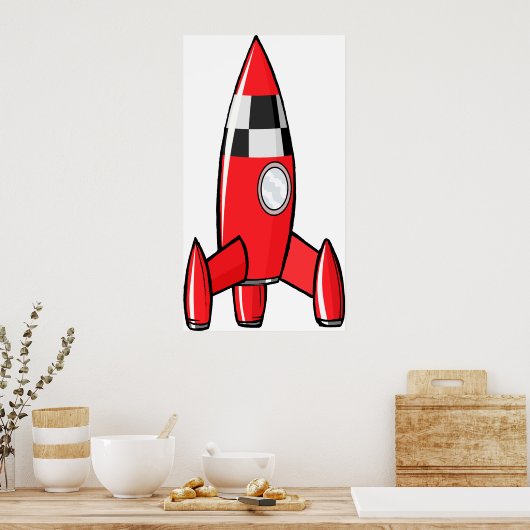 Red Speelgoed Rocket Poster (Keuken)